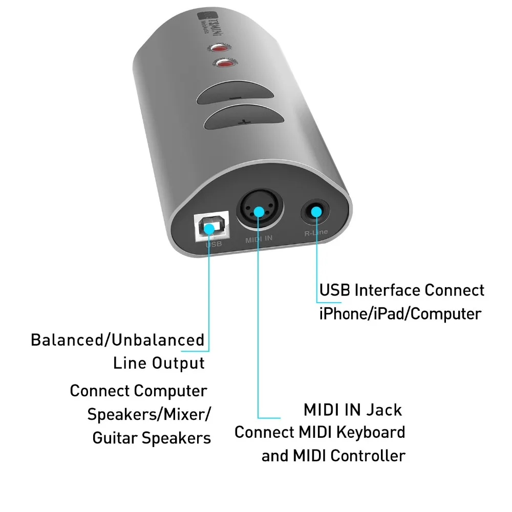 Портативный USB аудио интерфейс звуковая карта Профессиональный Запись Микрофон гитара прямая трансляция поддержка Midi клавиатура контроллер