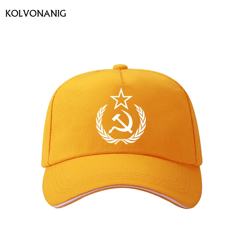 KOLVONANIG CCCP, бейсболка с принтом с русскими буквами, хлопок, Бейсболка унисекс для взрослых мужчин и женщин, высококачественные кепки - Цвет: Yellow 01