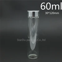 12pcs 30120mm 60ml screw neck glass bottle with aluminum cover for vinegar or alcoholcarftstorage candy bottle