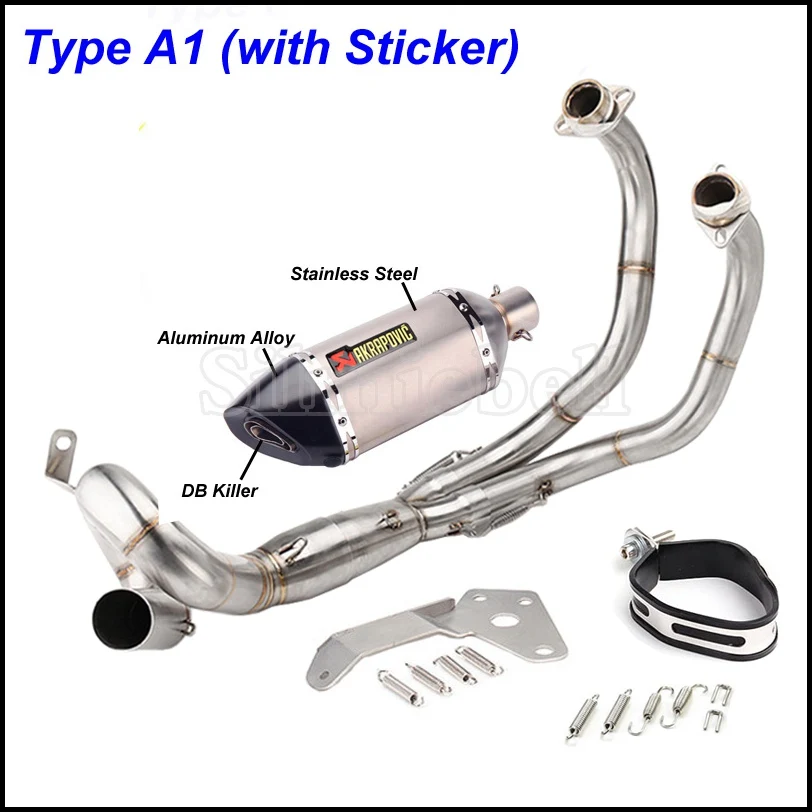 Type A1(Sticker) Akrapovic выхлопной мотоцикл глушитель полная система Escape Moto для Yamaha MT07 fzfz07 FZ-07 Tracer(-) XSR700 - Цвет: Type A1(Sticker)
