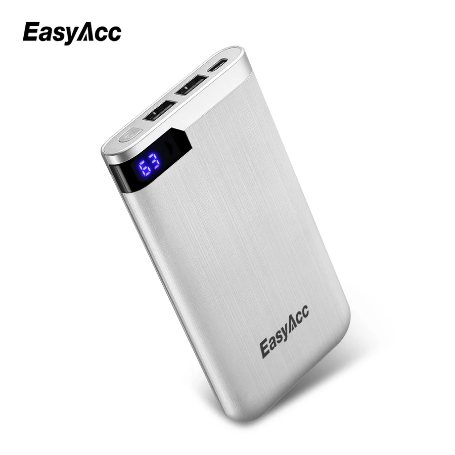 Блок питания Easyacc на 10000 мА · ч Портативный 2 Портовый ультратонкий полимерный ЖК