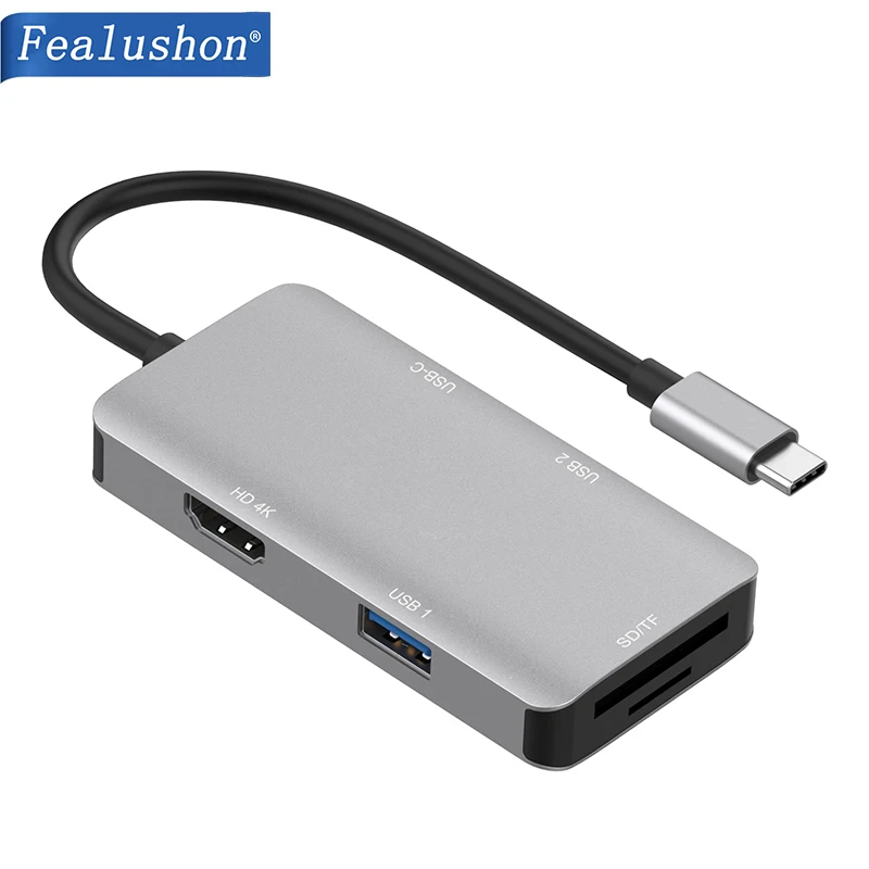 Док-станция Fealushon с разъемом типа C HDMI USB хаб для ноутбука Macbook Pro HP DELL Surface Lenovo Samsung |