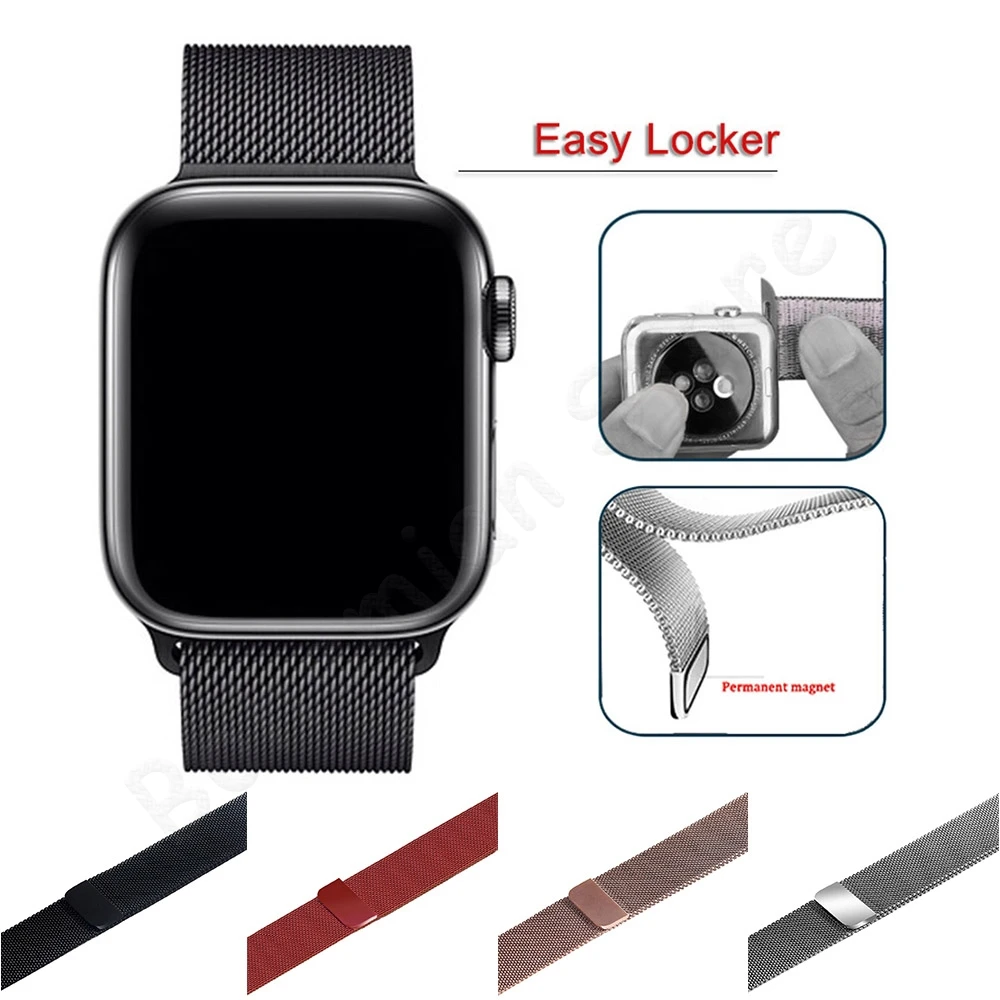 Миланская петля браслет из нержавеющей стали для Apple Watch серии 1 2 3 4 ремешок полосы 38 мм 40 мм 42 мм 44 мм