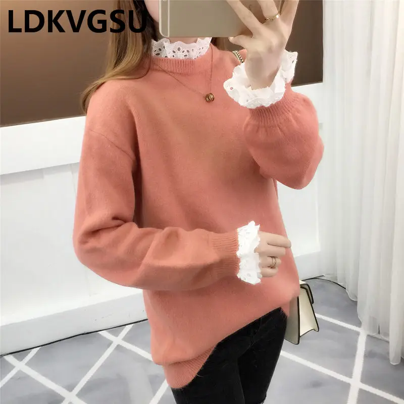 Осень-зима 2018 свитер Зимний пуловер с высоким воротником и длинным рукавом