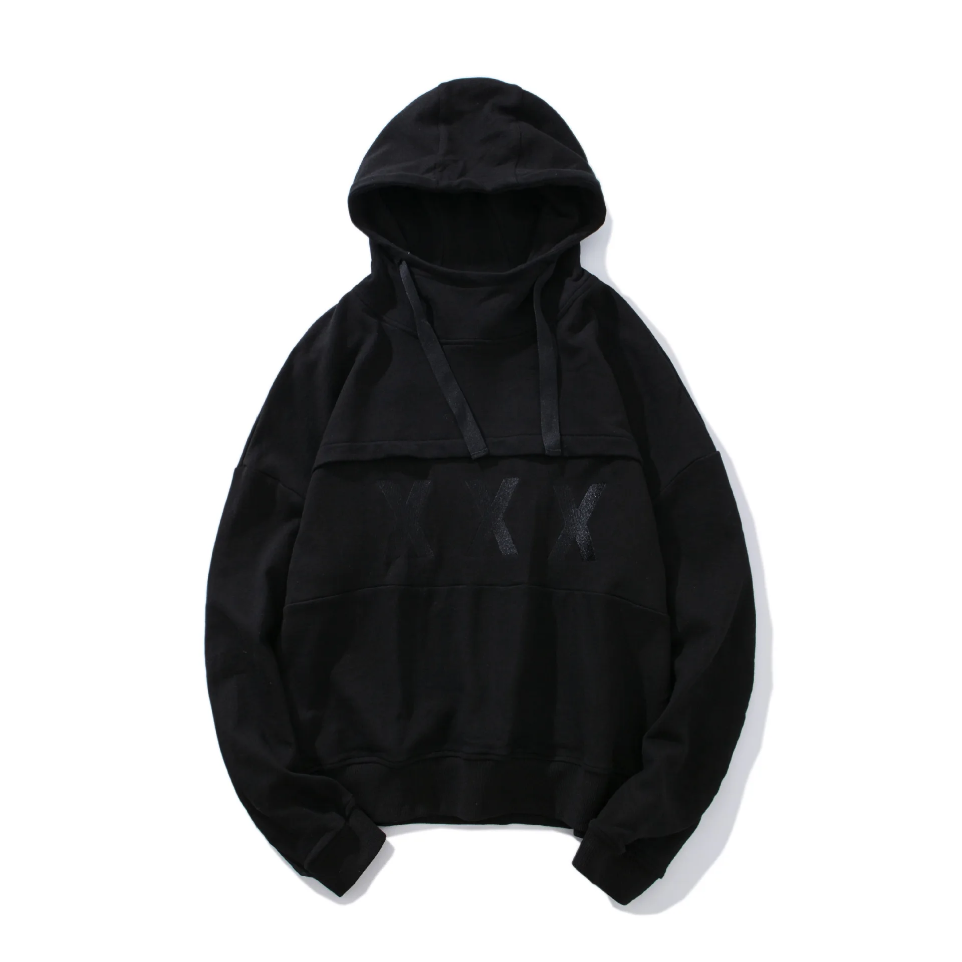 Осенне-зимняя мужская Толстовка худи черный крутой пуловер со шнурком премиум