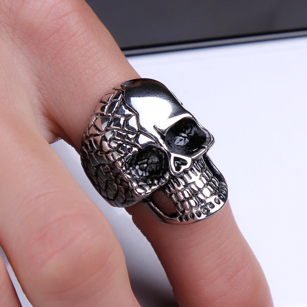 Черная пятница тату хип хоп Рок Серебряный панк череп большие регулируемые