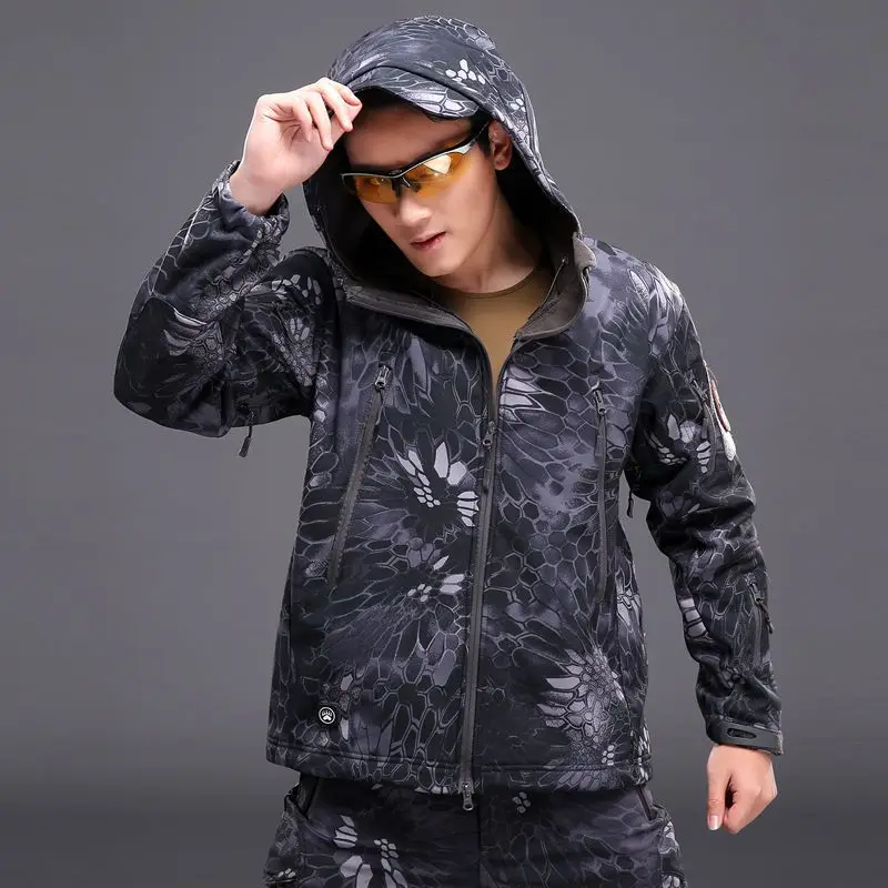 Открытый Спорт Softshell куртки брюки для девочек для мужчин пеший Туризм Охота Одежда Камуфляж Военная Униформа Тактический Кемпинг