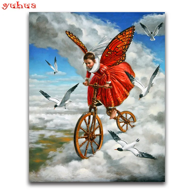 heaven 5D DIY Diamond embroidery butterfly girl Full square mosaic Cartoon full round painting Cross stitch bird | Дом и сад