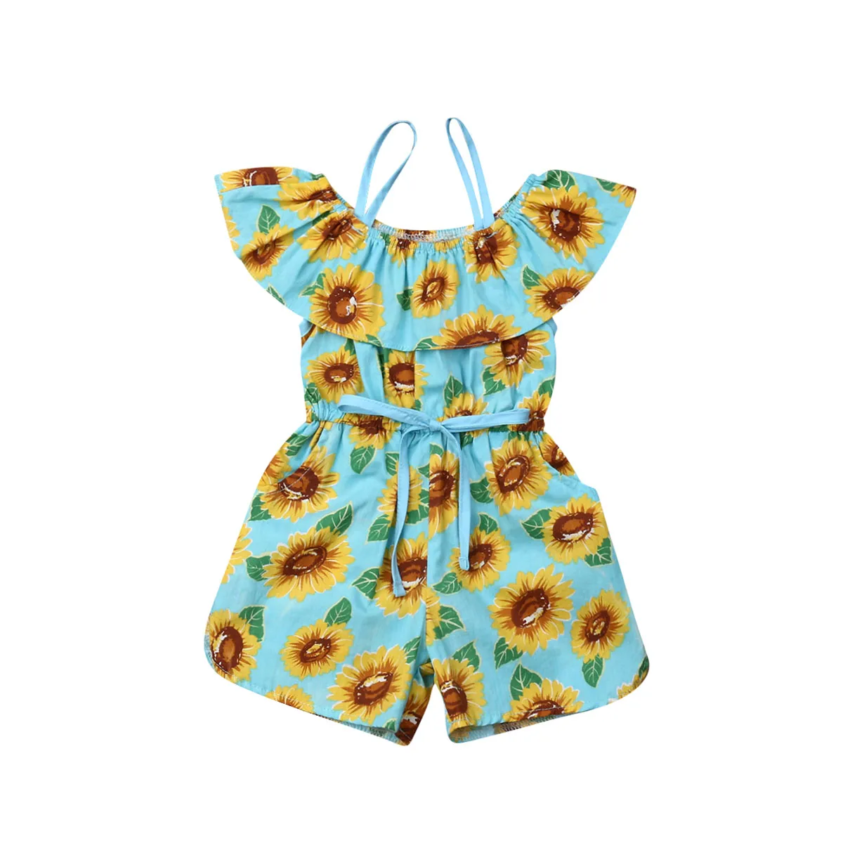 Милые комбинезоны для девочек Летний комбинезон с рюшами и короткими рукавами
