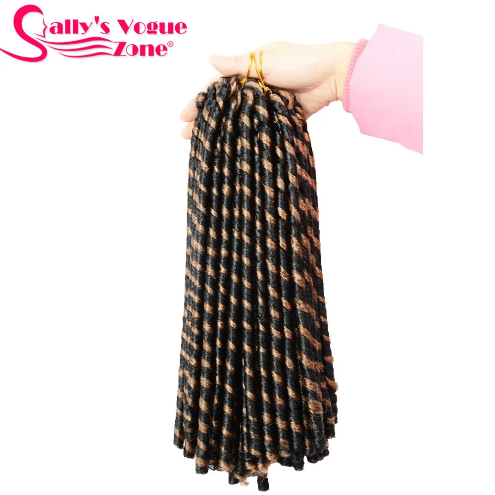 Sallyhair, 14 дюймов, 70 г/упак., вязанные крючком косички, синтетические косички, для наращивания волос, афро, прически, мягкие, искусственные Локи, коричневый, черный, толстый, полный - Цвет: T1B/30