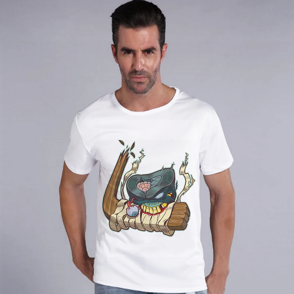 Творческий Для мужчин Модные принты хлопок Лидер продаж мультфильм Дизайн белый