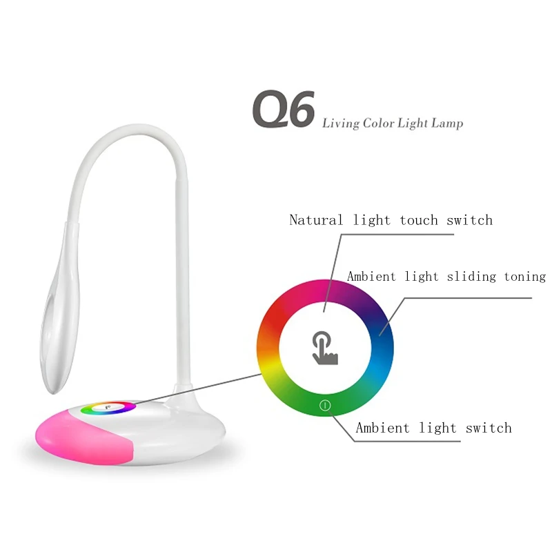 Светодиодная лампа Q6 5 Вт в пост. Тока USB зарядка|desk lamp|rgb desk lampdesk lamp light |