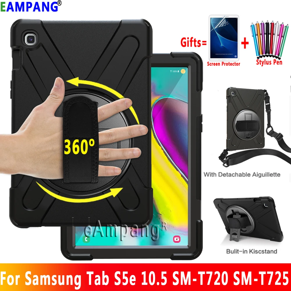 

For Samsung Galaxy Tab S5e 10.5 Case Cover T720 T725 SM-T720 SM-T725 Tablet Case Shockproof Silicon Funda Hand Shoulder Strap