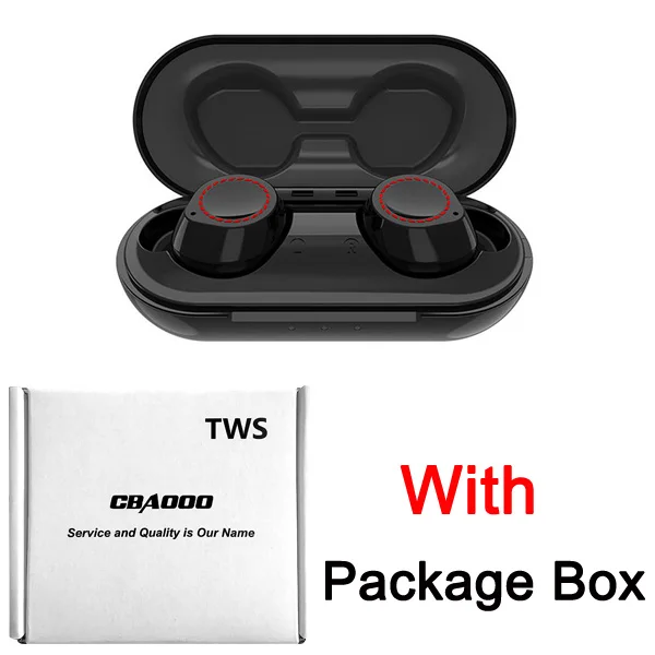 Black CBAOOO TWS Bluetooth наушники 5,0 мини беспроводные наушники спортивные Bluetooth гарнитура стерео бас наушники Handsfree IPX5 с микрофоном - Цвет: Black