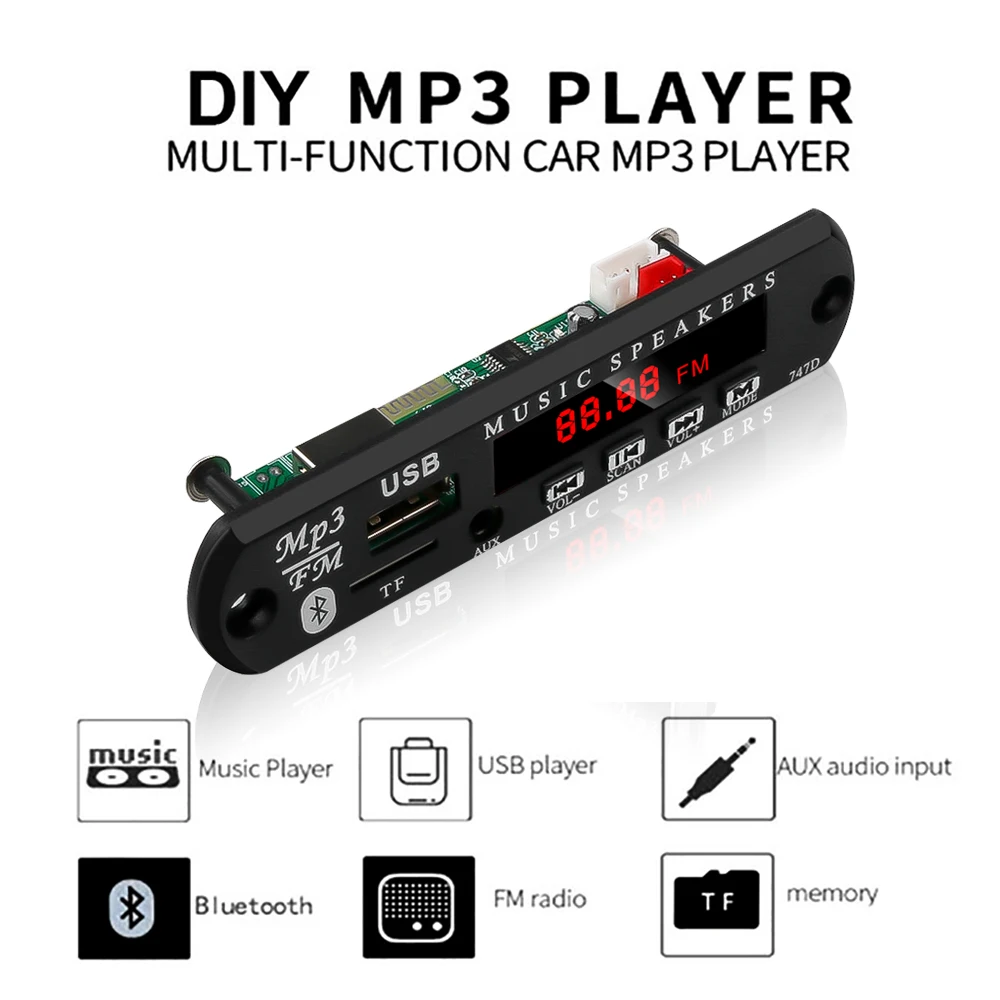 Bluetooth 12 в MP3 WMA декодер плата модуль Автомобильный комплект USB TF FM Радио
