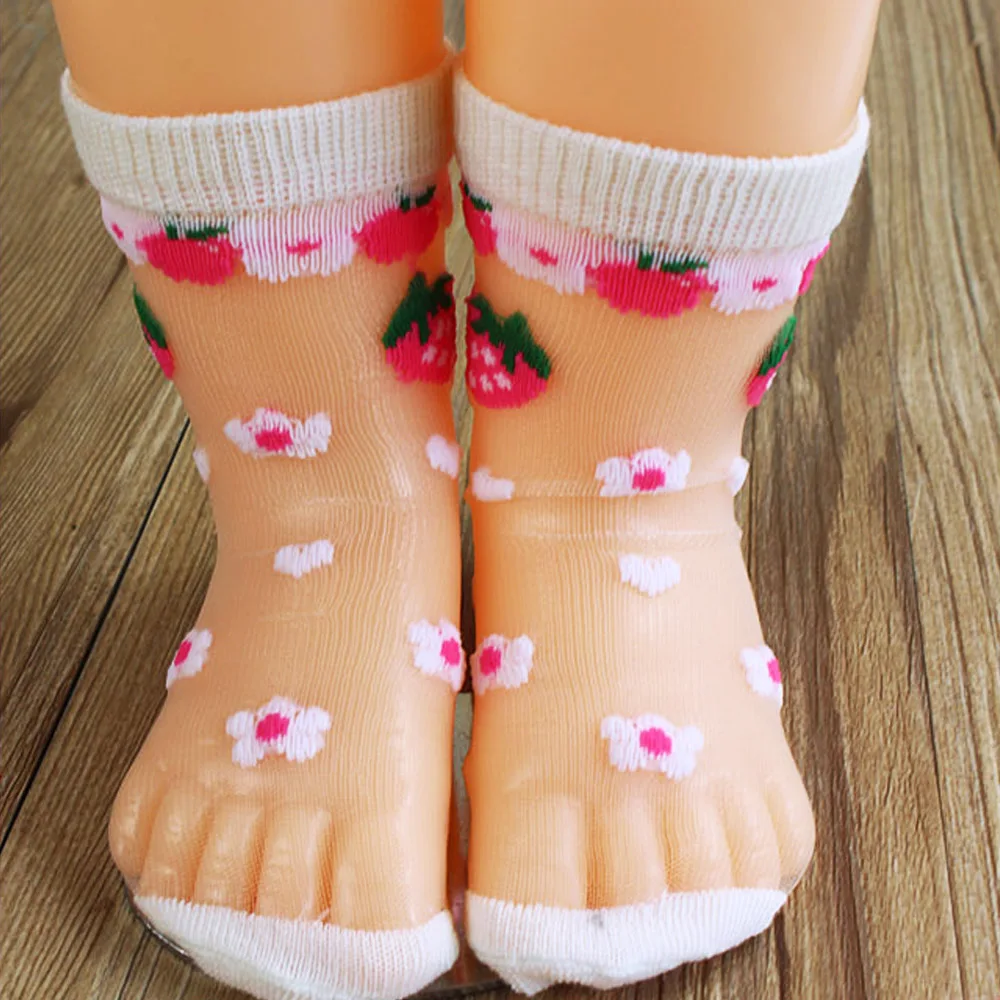 6 пар/лот милые носки для девочек с клубничкой летние тонкие в сеточку Детские