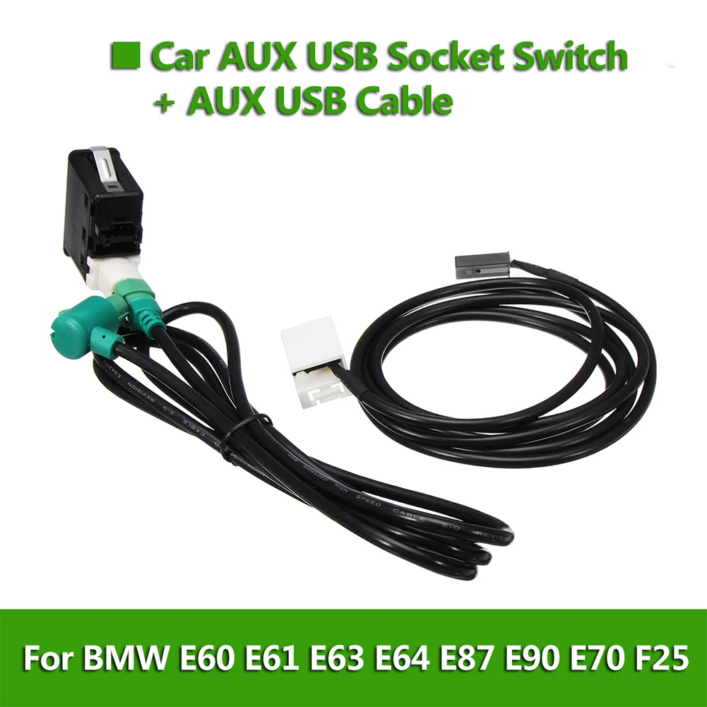2019 AUX USB разъем переключатель с кабелем для BMW E60 E61 E63 E64 E87 E90 E70 F25 CSL88|Кабели адаптеры