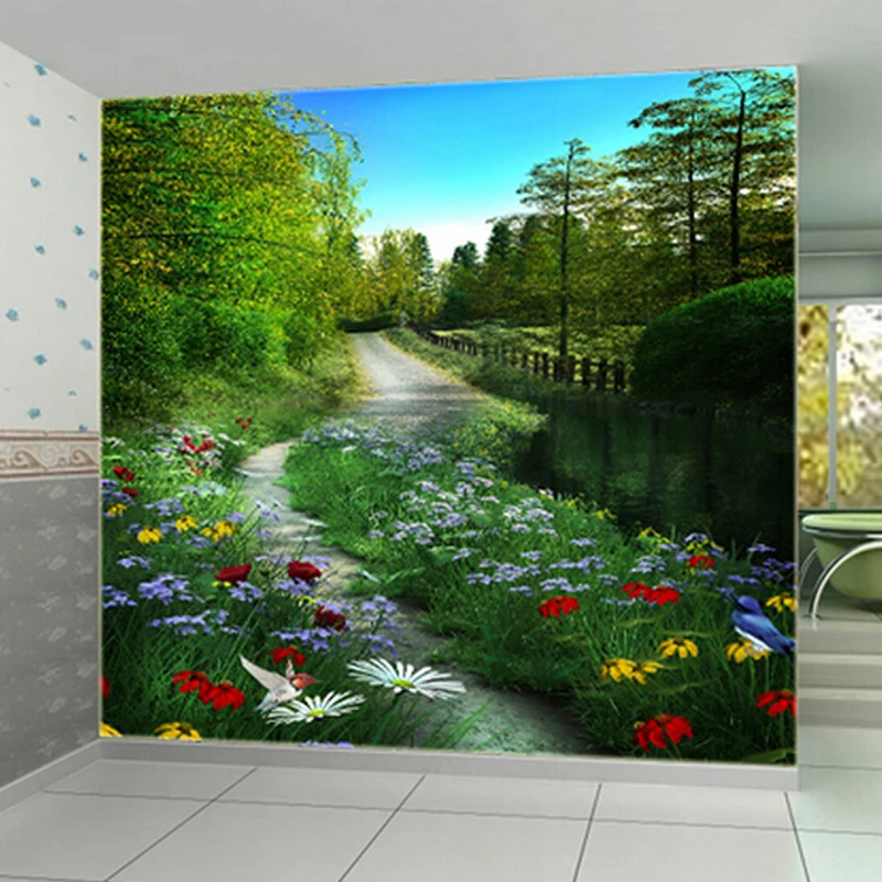 Самоклеящиеся обои идиллические природный ландшафт цветы большая фреска