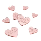 50 штук Персонализированные Свадебные лазерные гравированные Mr  Mrs розовое Золотое любовное сердце бирки с отверстием для вечеринки стола Декор Центральные элементы, сувениры