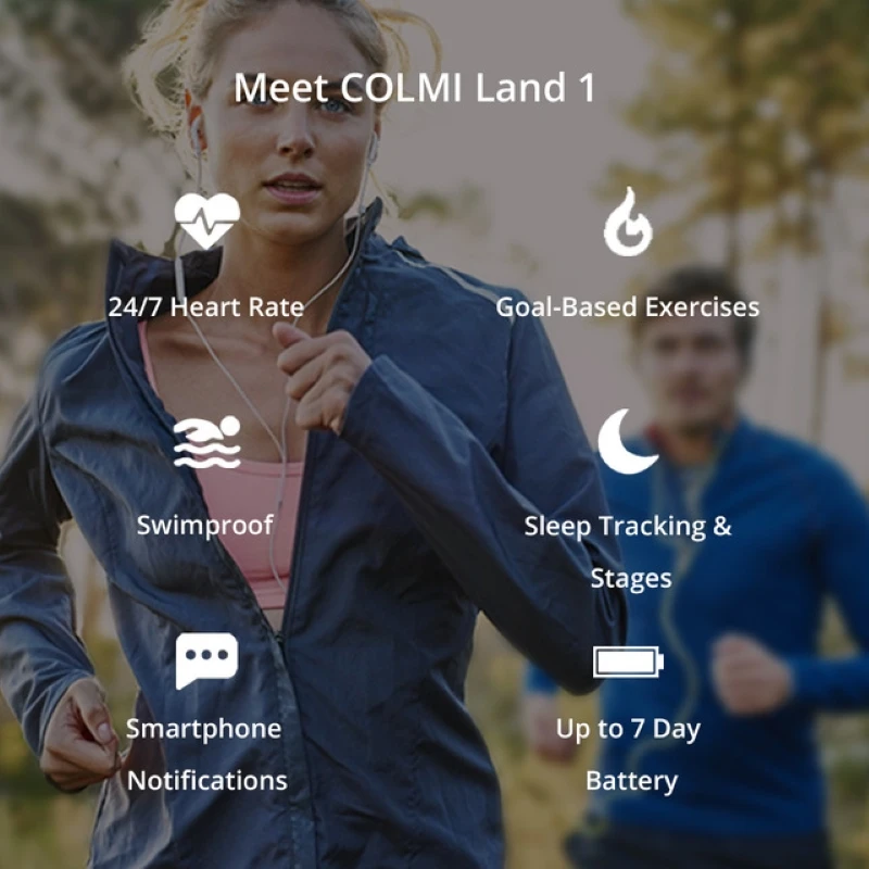 COLMI Land 1 полный умные часы с сенсорным экраном Спорт фитнес-трекер IP68 Водонепроницаемый Bluetooth мужские умные часы для Android IOS Телефон