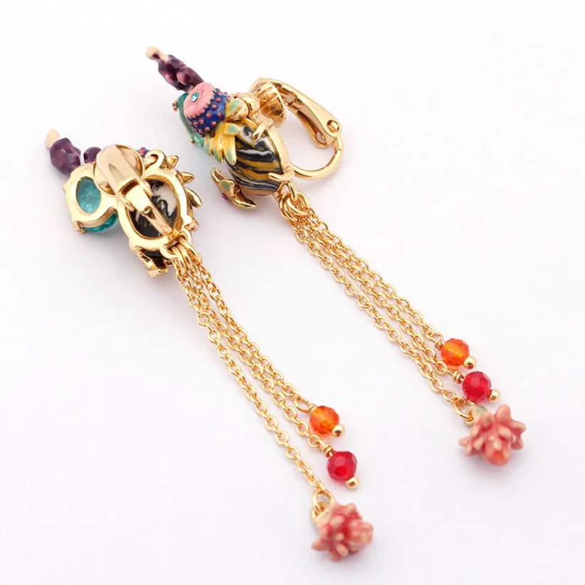 Женские длинные серьги гвоздики Juicy виноградный кактус с бирюзовым кристаллом