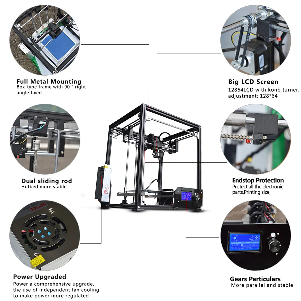 Высокая точность Tronxy X5 DIY 3d принтер наборы Большой размер печати 210*210*280 мм LCD12864 экран металлическая рамка