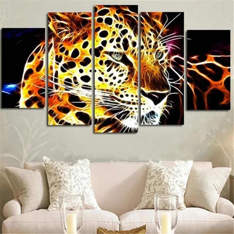 

5 sets of Diamond painting Cross stitch Diy Diamond embroidery animal Leopard drill Diamond mosaic pasted Needlework wall decor