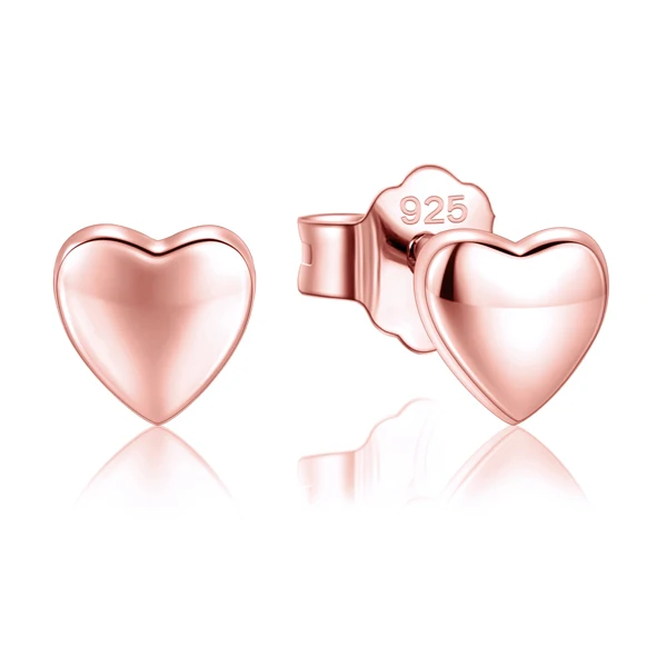 Rose Heart Modian горячая Распродажа 925 пробы серебряные милые маленькие серьги-гвоздики в форме сердца для женщин модные круглые Роскошные блестящие ювелирные изделия - Окраска металла: Rose Heart