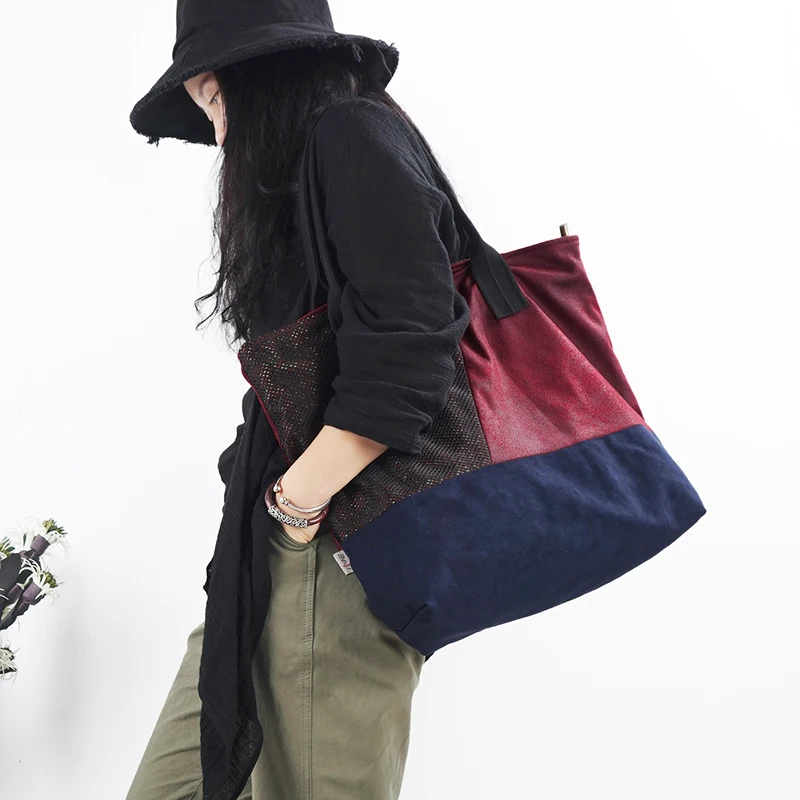 Женская дизайнерская Повседневная Сумка тоут в стиле пэчворк цветная сумка на