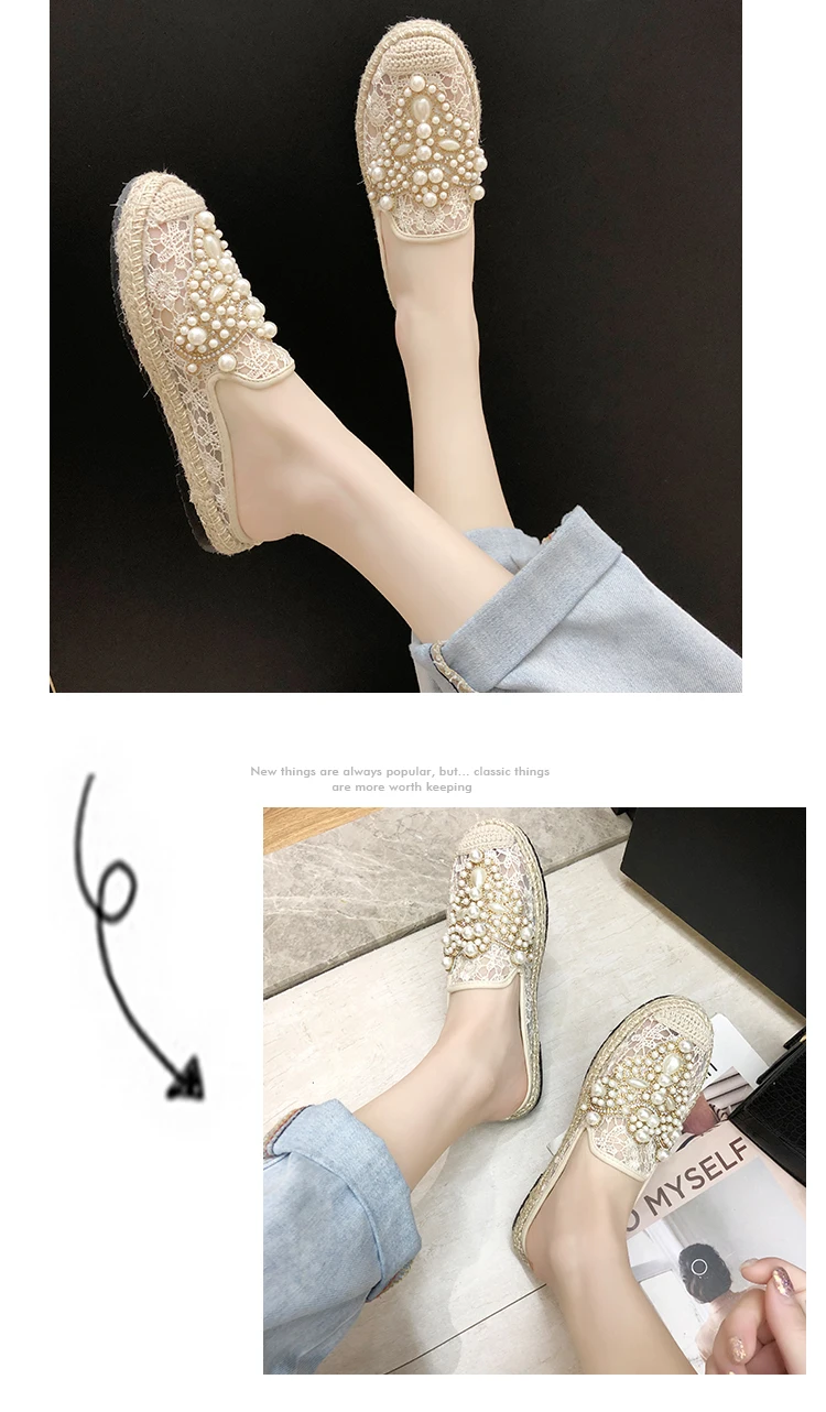 LazySeal/летние женские лоферы с круглым носком; Espadrilles; обувь из сетчатого материала с перламутровым верхом и кружевом; удобная женская обувь из пеньки; слипоны; zapato mujer