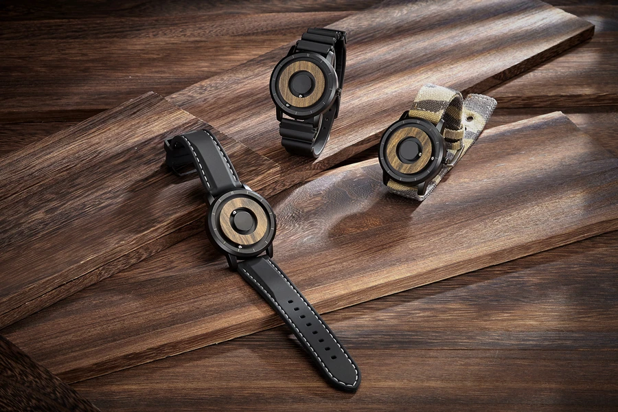 EUTOUR Mens Watch Magnetic Ball Watch Silicone Leather Steel Strap Quartz Unique Wristwatch Mens For Blindman zegarek meski