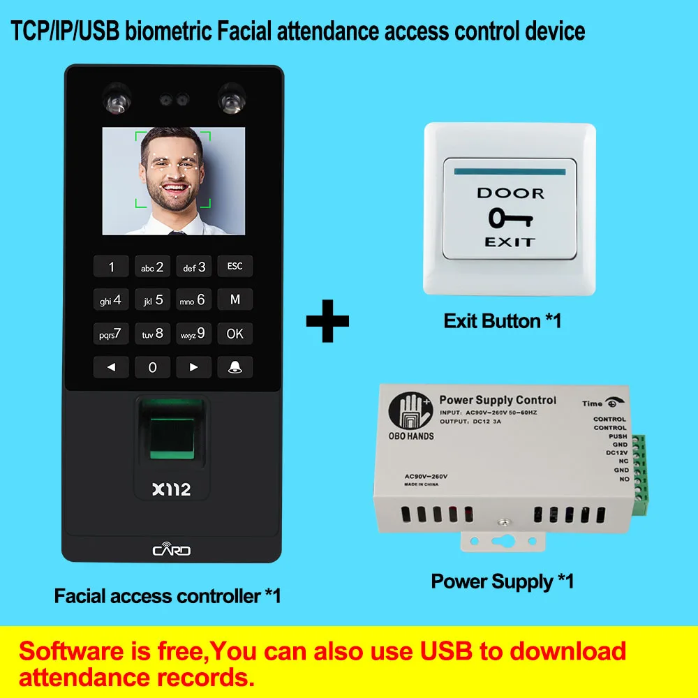 Without Lock Биометрическое распознавание лица TCP/IP отпечаток пальца USB пароль ключ контроля доступа syetem устройство посещаемость времени Электрический замок - Цвет: Without Lock