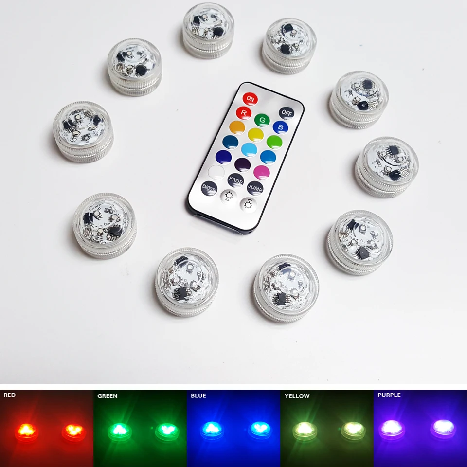 3 светодиода с дистанционным управлением RGB погружной светильник на батарейках