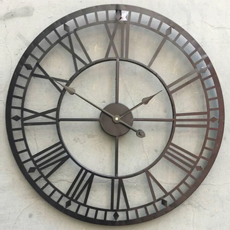 

Round wall clock European-style Roman clock decorative clock living room large vintage wall clocks diameter 40cm Black