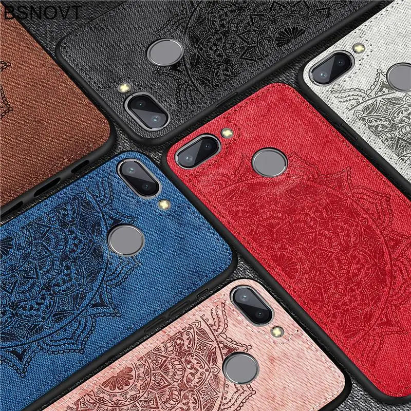 Чехол с рамкой для Xiaomi Redmi 6 тканевый бампер цветами противоударный чехол