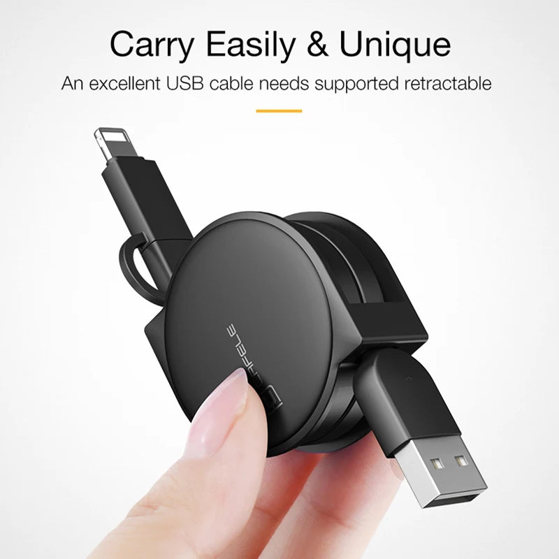 Кабель Cafele Type-C Micro USB 3 в 1 Зарядные кабели для iPhone X Xs Max Выдвижной зарядный кабель