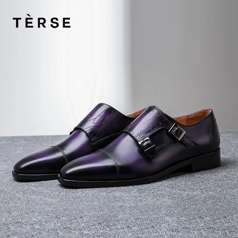 TERSE_Leather монах обувь для мужчин ручной работы винтажные туфли наивысшего качества