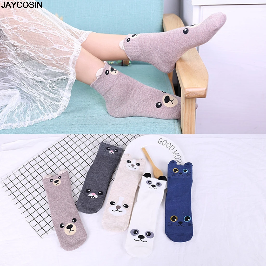 Женские забавные носки JACOSIN хлопковые с животными кошками художественными