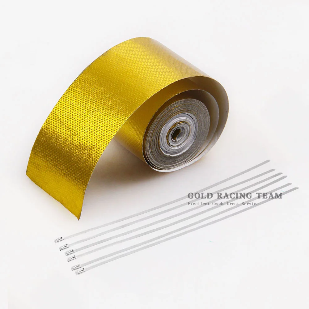 10M with silver ties 2 дюйма* 5 м отражающая золотую тепловую ленту впускная пленка отражающий тепловой барьер самоклеящийся двигатель термозащита стойкий EX006 - Цвет: 10M with silver ties