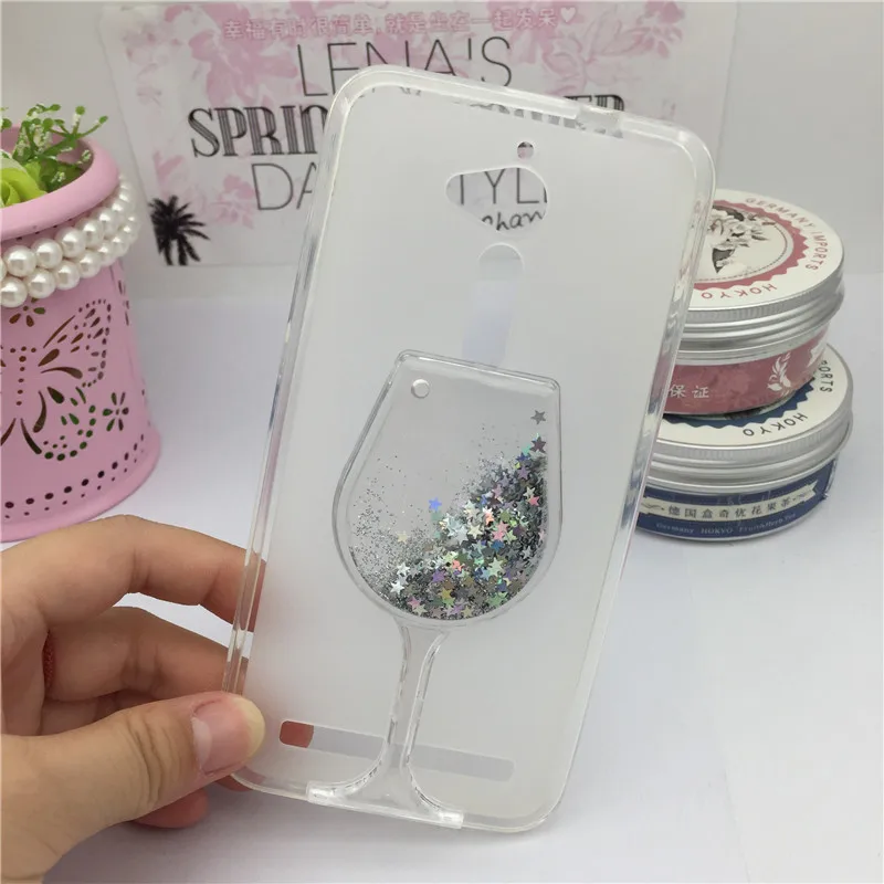 A01 Silver W Жидкая девушка чехол для Asus Zenfone GO ZB500KL ZB500KG X00AD чехол s Блеск динамичный Мягкий ТПУ час стекло бокал вина духи - Цвет: A01 Silver W