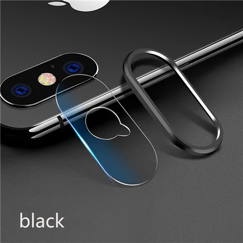 Для Apple iPhone Xs Max X XR Защитная пленка для объектива камеры из мягкого закаленного стекла для задней линзы защитное кольцо аксессуары для мобильных телефонов - Цвет: black