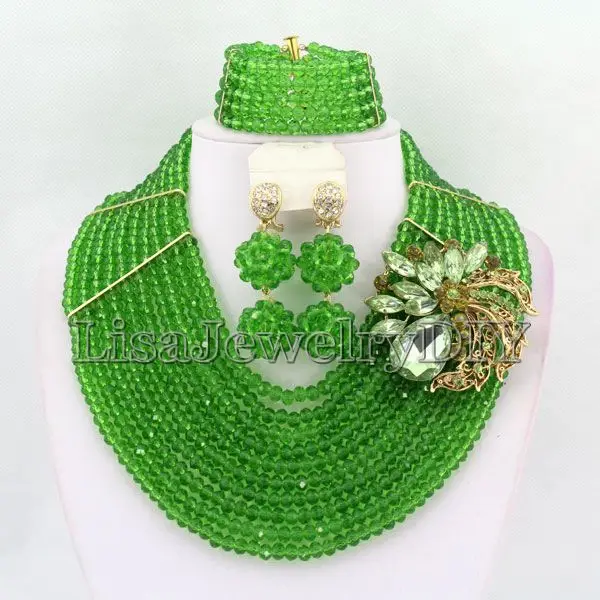 

Handmade Indian African Wedding Jewelry Sets Nigerian Beaded Wedding Bridal Necklace Jewelry Sets Free Shipping HD6689