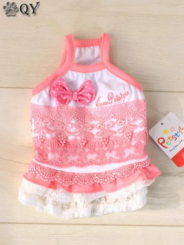 Кружевное платье с бантом для милой собаки товары домашних животных на лето и