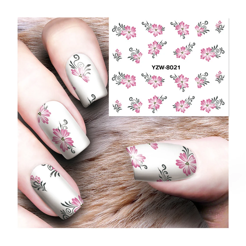 1 лист Мода цветок Роза полное покрытие наклейка водостойкие Женщины Nail Art