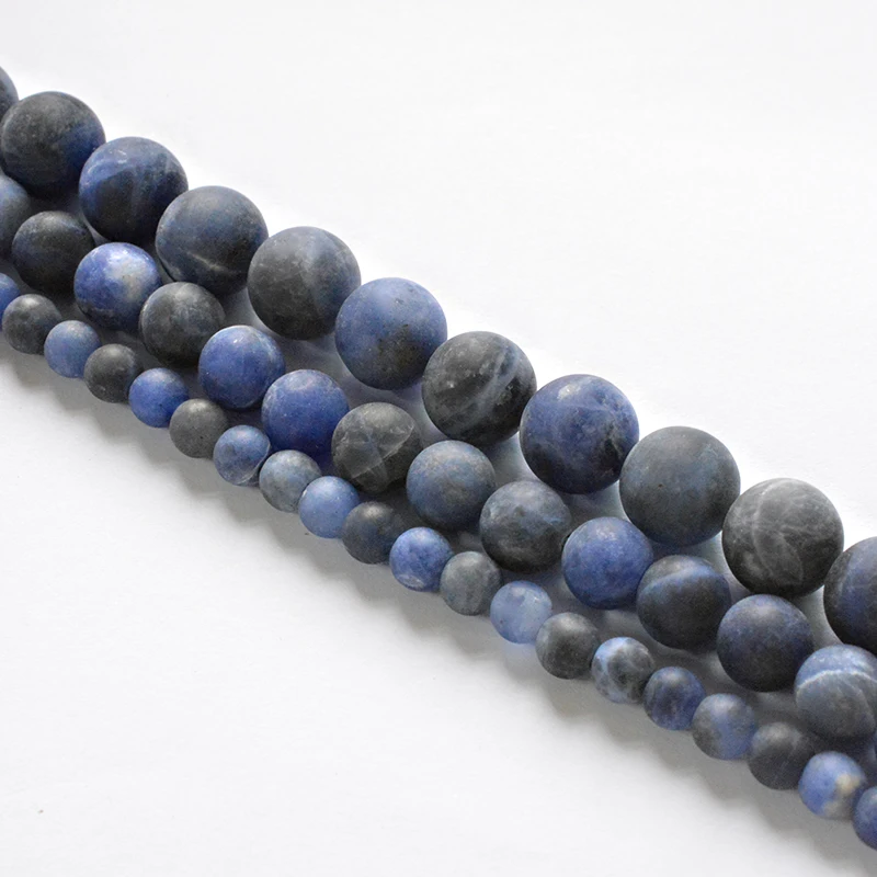 Natural Stone Matte Blue-vein Sodalite Beads 4-12mm Loose for Jewelry Making Charm Accessories DIY Fashion Free Shipping | Украшения и