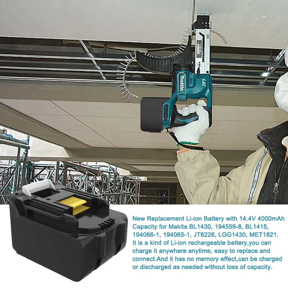 Makita 14,4 V 4.0Ah/4000mAh литий-ионная аккумуляторная батарея Замена электроинструмента для BL1430 194558-0,194559-8, BL1415, 194066-1,194065-1, JT6226