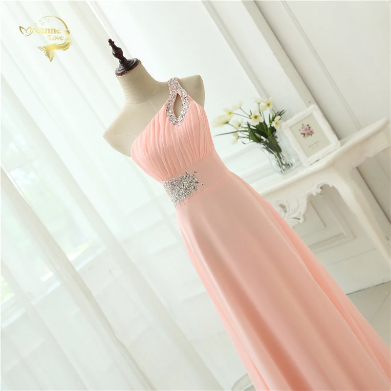 Vestido de festa, длинное розовое вечернее платье, новинка, шифоновое платье на одно плечо, Abendkleider OL330