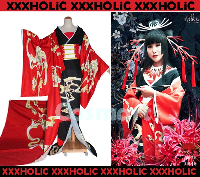 [Акция] аниме XXXHOLiC рисунок Итихара Юко кораллового цвета с принтом шикарный халат