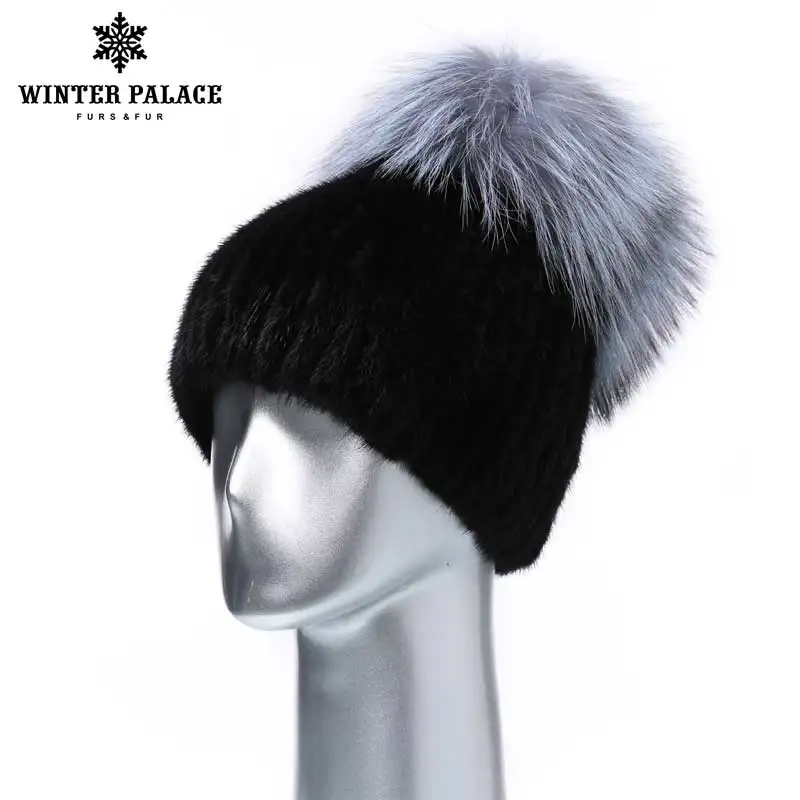 Осенне-зимние шапки-бини шапка унисекс Вязаная Шерстяная женская с помпоном из