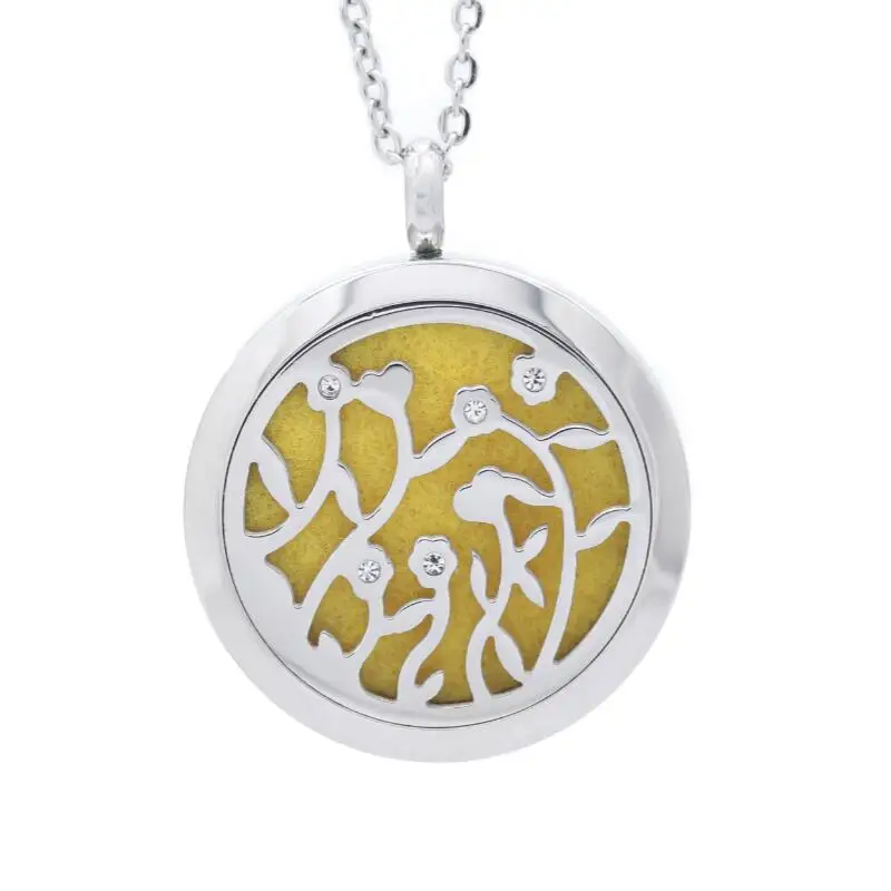 

Magnetic Crystal Flowers 30mm Aromatherapy Essential Oils Diffuser Locket Pendant Stainless Steel Perfume Locket Necklace
